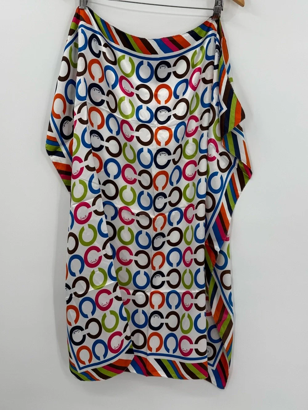 Coach Op Art Multicolor Stripe Silk Scarf | Multi | 34" - Picture 4 of 7